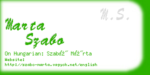 marta szabo business card